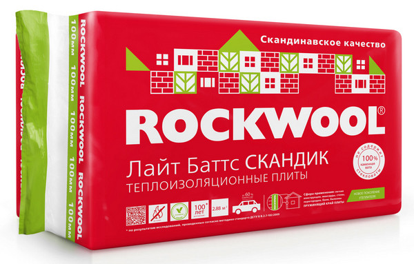 Каменная вата Rockwool Лайт Баттс Скандик 800х600х050 мм 3 Light-batts-Scandic