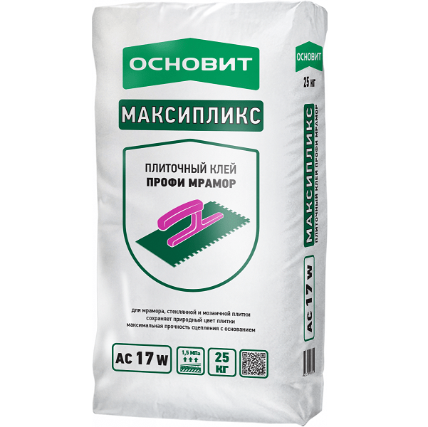 83168 Плиточный клей профи мрамор ОСНОВИТ МАКСИПЛИКС АС17 W (25 кг) 2 Клей для плитки Основит Максипликс АС17 W 25 кг