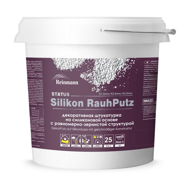 8300954 Штукатурка силиконовая REINMANN STATUS Silikon RauhPutz K 2,0mm, р/ш, 4kg, RF, шт 1 reinmann-status-silikon-rauhputz-1.5mm-shuba-radders