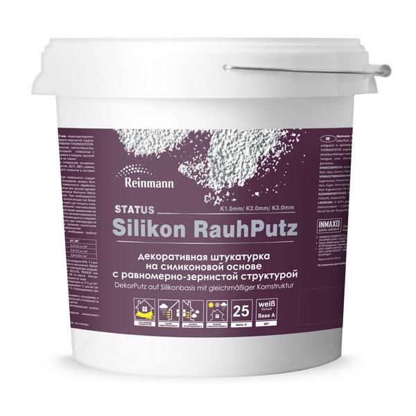 0010254 Штукатурка силиконовая REINMANN STATUS Silikon RauhPutz K 2,0 мм, BaseA/Weiss, 25kg, RF, р/з фактура 1 reinmann-status-silikon-rauhputz-2.0mm-shuba-radders