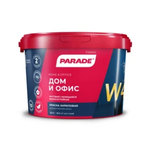 0005874 Краска акрил. PARADE W4 износоустойчивая Дом & Офис Бел. мат. 2,5л Россия