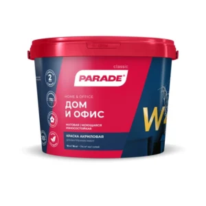 0005875 Краска акрил. PARADE W4 износоустойчивая Дом & Офис Бел. мат. 10л Россия