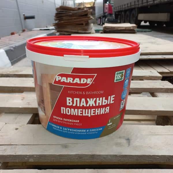 0005904 Краска латекс. PARADE W100 Влажные помещения база А 9л Россия 2 0005904-parade-vlazhnye-pomesheniya