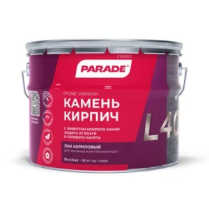 0006084 Лак для камня акриловый на растворит. PARADE L40 Камень & Кирпич Глянцев. 10л Россия