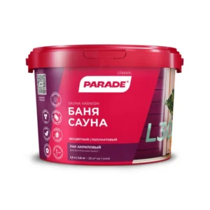0006087 Лак для саун акриловый PARADE L30 Сауна & Баня П/мат 2,5л Россия