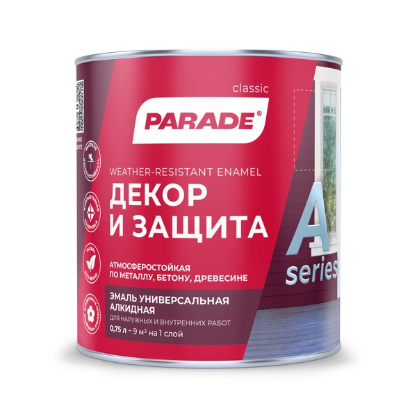 0006314 Эмаль PARADE A2 Декор & Защита база А п/мат. 0,75л Россия 1 0006314-emal-parade-a2-dekor-zaschita-basa-a-polumatovaya-0.75l