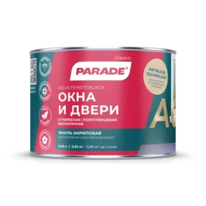 0006344 Эмаль PARADE A6 Окна & Двери полуглянц. 0,45л Россия
