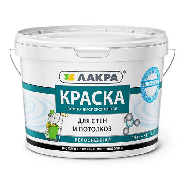 0007483 Краска в/д д/стен и потолков Лакра Белоснежный 14кг Л-С 1 0007483-kraska-vd-dlya-sten-potolkov-lakra-belosnezhnyi-14kg-gsse