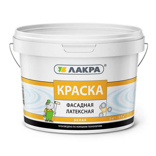 0007525 Краска латексная фасадная Лакра Белый 3кг Л-С 1 0007525-kraska-lateksnaya-fasadnaya-lakra-belyi-3kg-gsse
