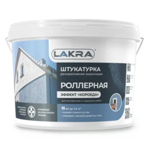 0007809 Штукатурка роллерная декоративная Лакра с эффектом “короеда” Белый 15кг Л-С