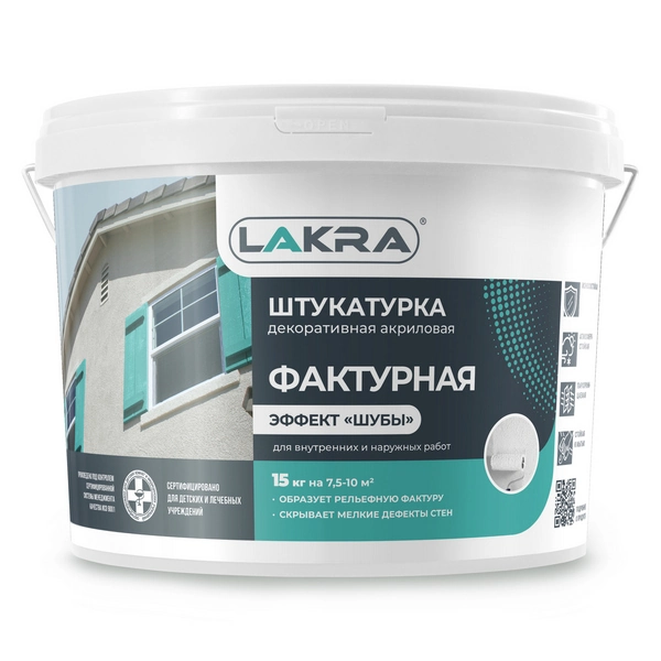 0007818 Штукатурка фактурная декоративная Лакра с эффектом “шубы” Белый 15кг Л-С