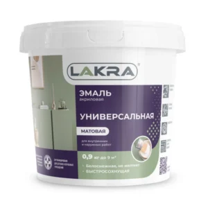 0008107 Эмаль акрил. универсальная Лакра Бел. мат. 0,9кг Л-С