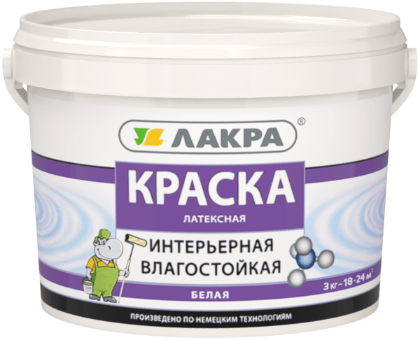 0007516 Краска латексная интерьерная влагостойкая Лакра 14кг Л-С 3 Лакра краска латексная интерьерная влагостойкая