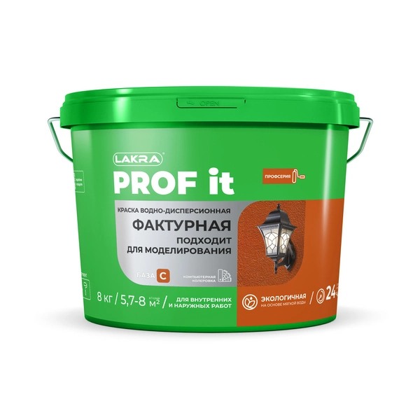8307565 Краска фактурная Лакра PROF IT база С 8 кг 1 8307565 Краска фактурная Лакра PROF IT база С 8 кг