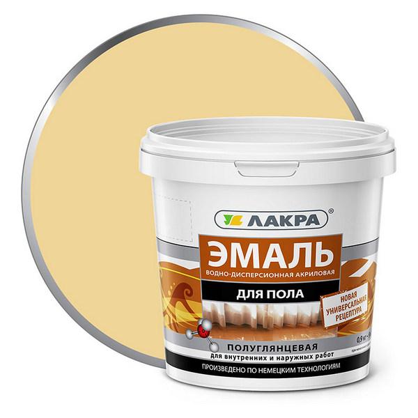 0008097 Эмаль акрил. д/пола Лакра Бежевый 0,9кг Л-С 3 lakra-emal-acrylovaya-dlya-pola-bezhevaya-0.9-radders
