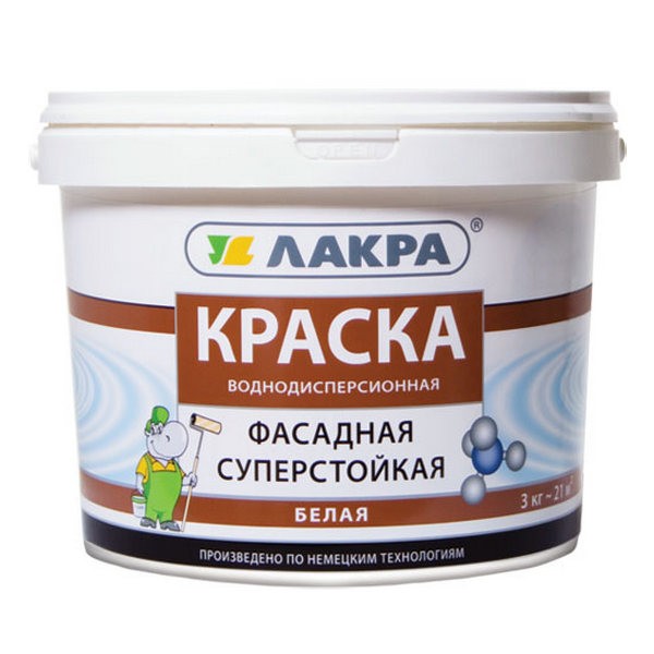 0007548 Краска фасадная Лакра Белый 6,5кг Л-С 2 lakra-kraska-fasad-3kg-a