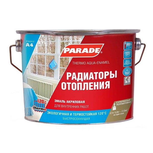 0006327 Эмаль PARADE A4 Радиаторы отопления акриловая термо Бел. п/мат. 2,7л Россия 3 parade-a4-emal-dlya-radiatorov-2.7l-radders