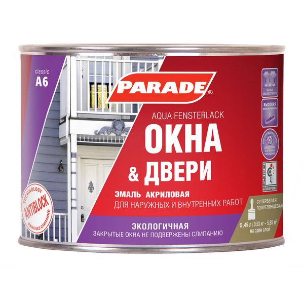 0006344 Эмаль PARADE A6 Окна & Двери полуглянц. 0,45л Россия 2 parade-a6-emal-acrylovaya-okna-dveri-poluglyancevaya-0.45l-radders