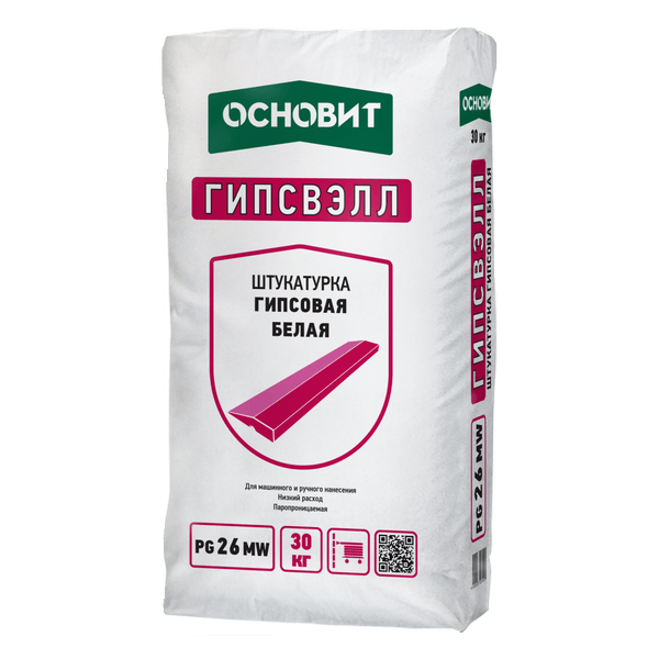 89506 Штукатурка гипсовая белая ручного и машинного нанесения ОСНОВИТ ТЕХНО PG26/1 МW (30 кг) 2 gipsvell_pg26_mw_shtukaturka_gipsovaya_belaya_osnovit-a