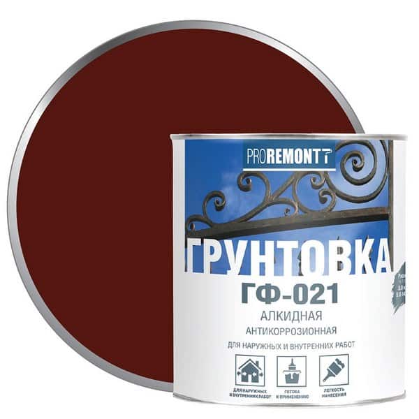 0006596 Грунт ГФ-021 PROREMONTT Красно-коричневый 0,9 кг Л-С 2 proremontt