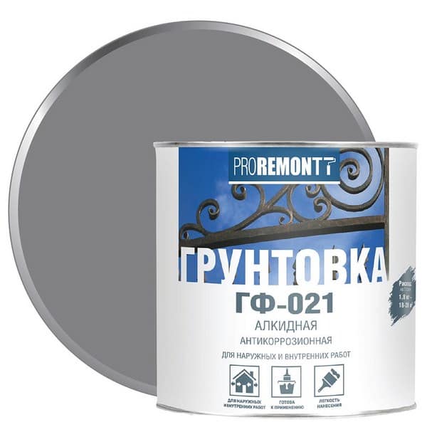 0006600 Грунт ГФ-021 PROREMONTT Серый 1,8кг Л-С 2 proremontt