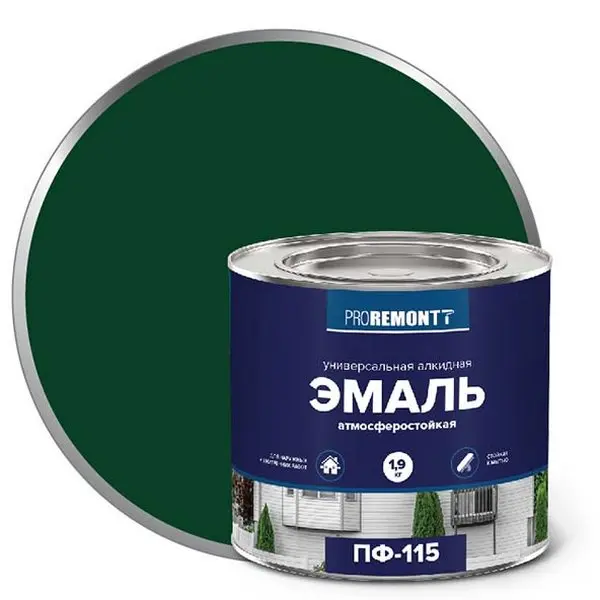 0006633 Эмаль ПФ-115 PROREMONTT Зеленый 1,9кг Л-С 1 0006633-emal-pf-115-proremontt-zelenyi-1.9kg