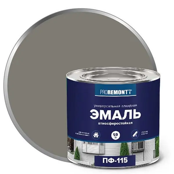0006662 Эмаль ПФ-115 PROREMONTT Серый 1,9кг Л-С 1 0006662-emal-pf-115-proremontt-seryi-1.9kg