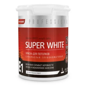0005878 Краска для потолков PARADE SUPER WHITE E1 база A 0,9л Россия