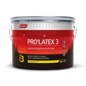 0005958 Краска латексная PARADE PRO’LATEX E3 база С мат. 9л Россия