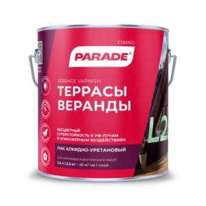 0006078 Лак алкидно-уретановый PARADE L25 Террасы & Веранды Глянцев. 2,5л Россия
