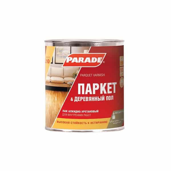 0006103 Лак паркетный алкидно-уретановый PARADE L10 Паркет & Деревянный пол П/мат 0,75л Россия 2 0006103-lak-alkidno-uretanovyi-parade-l10-parket-derevyannyi-pol-polumatovyi-0.75l-gsse