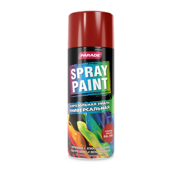 0006363 Эмаль аэрозольная PARADE SPRAY PAINT RAL 3003 Рубиново-красный 2 0006363-emal-aerosolnaya-parade-spray-paint-ral-3003-rubinovo-krasnyi