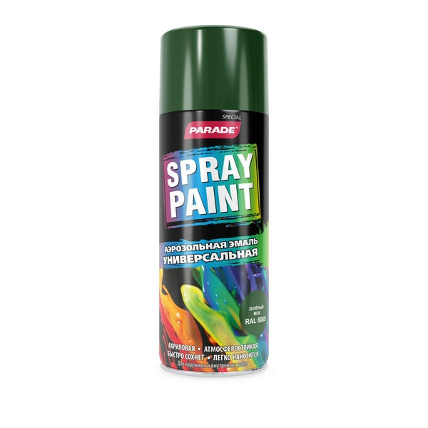 0006367 Эмаль аэрозольная PARADE SPRAY PAINT RAL 6005 Зеленый мох 2 0006367-emal-aerosolnaya-parade-spray-paint-ral-6005-zelenyi-moh