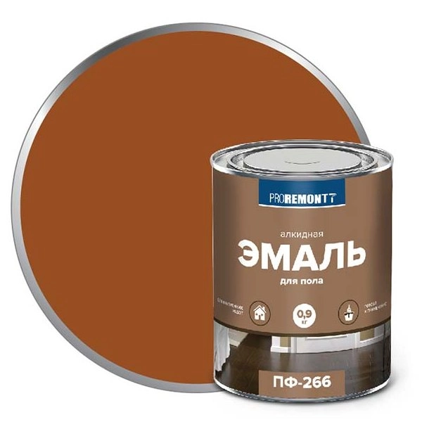 0006700 Эмаль ПФ-266 Proremontt желто-коричневая 0,9кг 1 0006700-emal-pf-266-proremontt-zhelto-korichnevaya-0.9kg