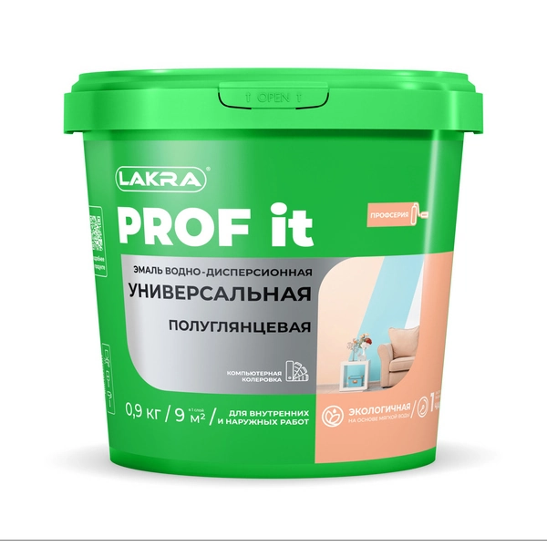 0008113 Эмаль универсальная Лакра PROF IT ВД полуглянцевая база А 0,9 кг 1 0008113-emal-universalnaya-lakra-prof-it-vd-poluglyantcevaya-basa-a-0.9kg