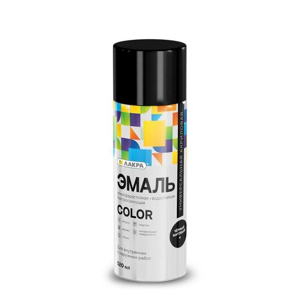 8300142 Эмаль аэрозольная Лакра Color универсальная Черный матовый 4 2 8300142-emal-aerozolnaya-lakra-universalnaya-chernaya-matovaya-4