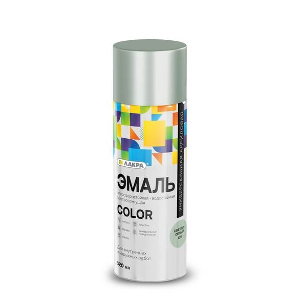 8300180 Эмаль аэрозольная Лакра Color универсальная Светло-серый 125 2 8300180-emal-aerozolnaya-lakra-universalnaya-svetlo-seryi-125