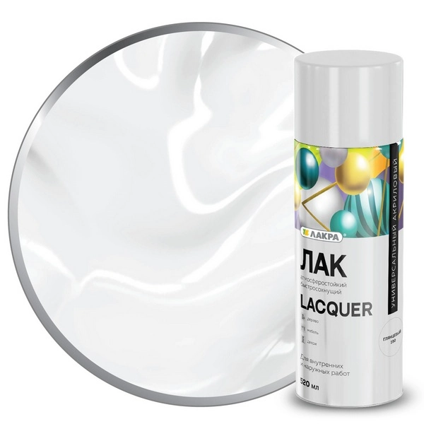 8300204 Лак аэрозольный Лакра Lacquer универсальный Глянцевый 190 1 8300204-lak-aerozolnyi-lakra-lacquer-universalnyi-glyantsevyi-190