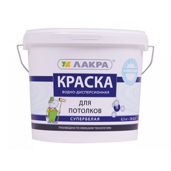 0007478 Краска в/д д/потолков Лакра Супербелая 6,5кг Л-С 2 kraska-dlya-potolkov-lakra-superbelaya-6-5kg-a