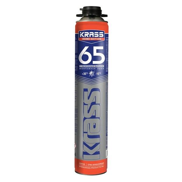 0005566 Пена монтажная KRASS Home Edition 65 пистолетная всесезонная 0,84л Республика Беларусь 1 krass-home-edition-65-vsesezonnaya-radders