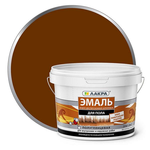 0008100 Эмаль акрил. д/пола Лакра Желто-кор. 2,4кг Л-С 3 lakra-emal-acrylovaya-dlya-pola-yellow-brown-2.4-radders