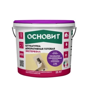 86292 Штукатурка декоративная готовая ОСНОВИТ ЭКСТЕРВЭЛЛ ОSs-1,5 WS силикатно-силиконовая шуба супербелая база для колеровки 25 кг.
