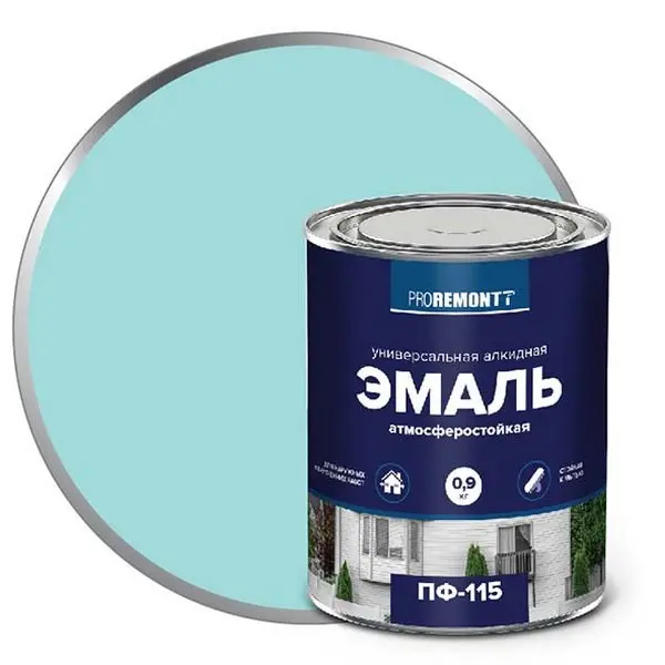 0006647 Эмаль ПФ-115 PROREMONTT Мятный RAL 6027 0,9кг Л-С 1 0006647-emal-pf-115-proremontt-myatnyi-ral-6027-0.9kg
