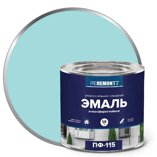 0006648 Эмаль ПФ-115 PROREMONTT Мятный RAL 6027 1,9кг Л-С 1 0006648-emal-pf-115-proremontt-myatnyi-ral-6027-1.9kg
