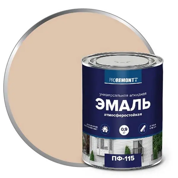 0006679 Эмаль ПФ-115 PROREMONTT Слоновая кость RAL 1015 0,9кг Л-С 1 0006679-emal-pf-115-proremontt-slonovaya-kost-ral-1015-0.9kg