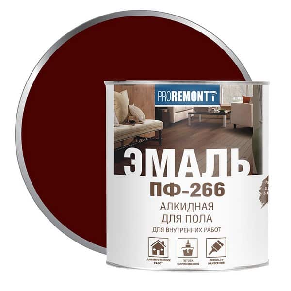 0006704 Эмаль ПФ-266 Proremontt красно-коричневая 0,9кг 3 0006704-emal-pf-266-proremontt-krasno-korichnevaya-0.9kg-gsse