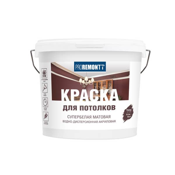 8300515 Краска для потолков PROREMONTT супербелая Л-С 6,5 кг 1 8300515-kraska-dlya-potolkov-proremontt-superbelaya-6.5kg-gsse