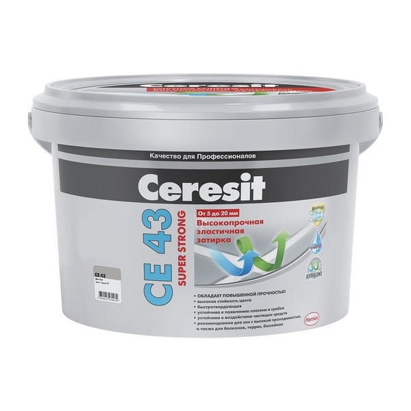 2092754 Ceresit CE 43/25 Затирка высокопрочная серая №07 25кг. 3 ceresit-ce-43-2kg