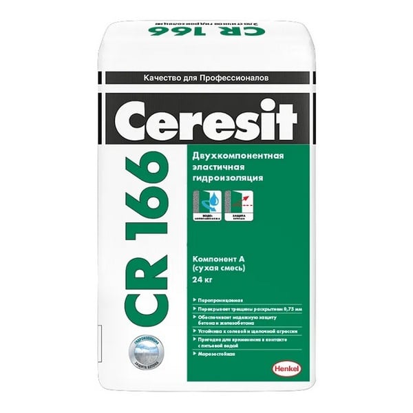 2825218 Ceresit CR 166/16 Эластичная гидроизоляционная масса Комплект (А+В) 16кг. 4 ceresit-cr166-komponent-A