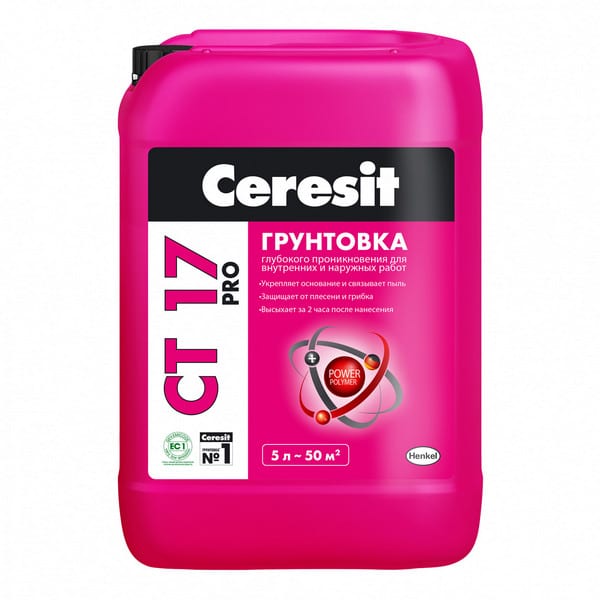 2636683 Ceresit CT 17/5 PRO Грунт для впитывающих оснований 5л. 1 ceresit-ct17-pro-5l